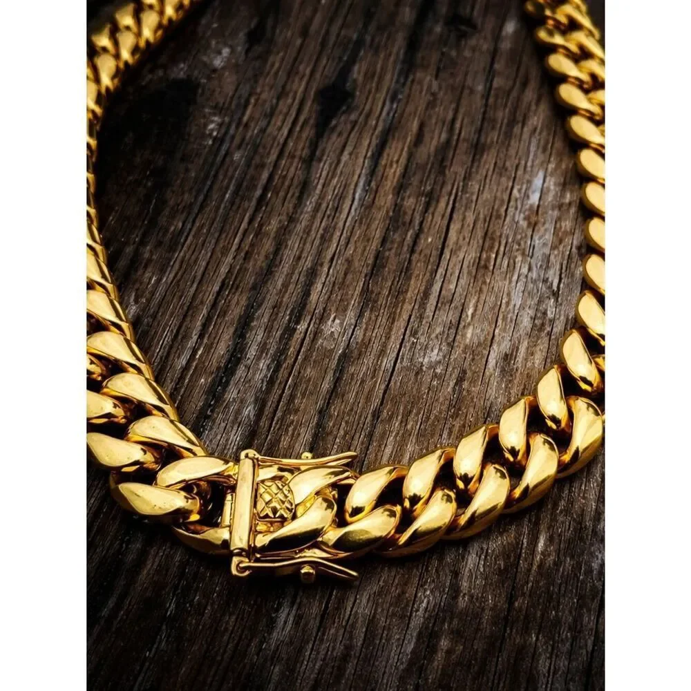 Gold Cuban Chain & Bracelet Set